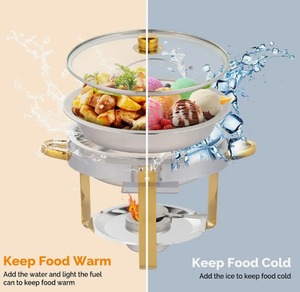 Recipiente redondo de lujo para buffet de 9 cuartos, calentador de alimentos de acero inoxidable al mejor precio - Product Image 5