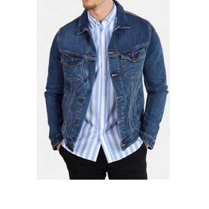 Veste en jean à manches longues slim de haute qualité, design personnalisé, style classique déchiré, veste en jean bleu vintage pour hommes - Product Image 4