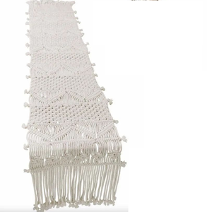 Boho Style Handmade Knotted Design <b>Runner</b> 14 X 78 inches White Macrame Cotton Table <b>Runners</b> for Home Decor - Product Image 1