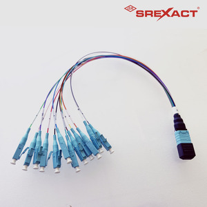 SREXACT 12-adriges MPO-zu-LC-Glasfaser-Patchkabel APC Singlemode Multifaser-Bandkabel Blau - Product Image 5