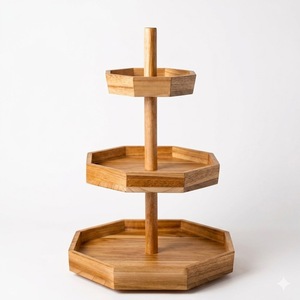 Eco-Friendly 3-Tier Bamboo Cake Stand & Wooden Cupcake Display Rustic Round Tiered Serving <b>Tray</b> For Weddings Birthday Parties - Product Image 4