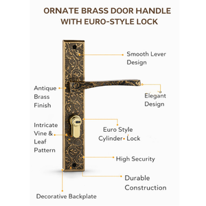 Poignée de porte design haut de gamme Vitis Aeterna |   Poignée à levier à motif antique pour porte principale et quincaillerie architecturale intérieure - Product Image 3