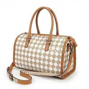 กระเป๋าเดินทางสุดสัปดาห์สำหรับผู้หญิง รุ่น Speedy Mini Duffle Bag ลายตาราง ทำจากหนังแท้ 100% งานแฮนด์เมด ปี 2026 ขายส่งแบบใหม่ รับผลิตตามสั่ง - Product Image 3
