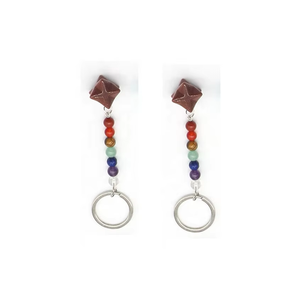 Llavero de alta calidad con cuentas de chakra de estrella Merkabah de jaspe rojo, llavero de piedra natural, regalos para mujeres. - Product Image 4