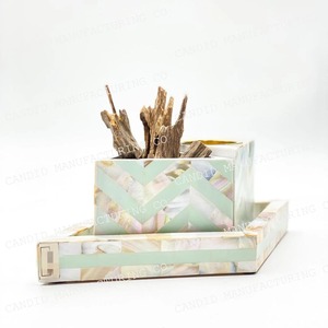 Ensemble brûleur d'encens artisanal en nacre, carré, Mabkhar, porte-aromathérapie, décoration de mariage - Product Image 2