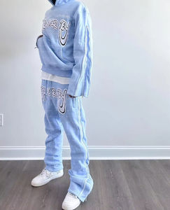 Ensemble de survêtements en molleton de coton épais et respirant, écologique, avec impression graphique personnalisée, coupe oversize - Product Image 3