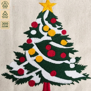 Custom Embroidered Christmas Cotton <b>Canvas</b> Tote Bag 45x35x13 cm Festive Gift Wholesale OEM Private Label Manufacturer Exporter - Product Image 3