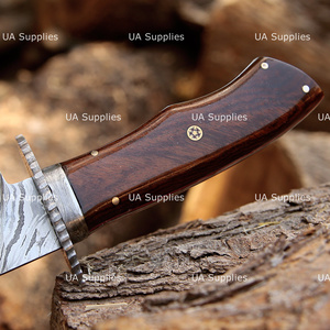Couteau de chasse et de camping en acier Damas forgé à la main, lame de 15 pouces, manche en bois, épaisseur de lame de 0,5 mm, personnalisable OEM - Product Image 4