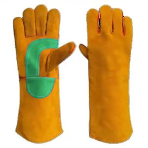 Guantes de palma de cuero de vaca reforzado para soldadura industrial y seguridad, con forro de algodón para soldadores y operarios de tuberías. - Product Image 2