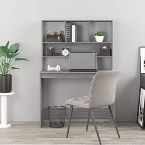 Bureau d'ordinateur rectangulaire moyen gris Sonoma en bois d'ingénierie, style élégant - Product Image 3