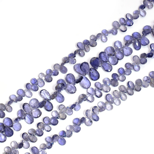 Vente en gros de pierres précieuses naturelles de qualité supérieure, Iolite bleue facettée en forme de poire, brin de 8 pouces, 4,5x5 8x13,5 mm, fabrication de bijoux, bracelet - Product Image 1