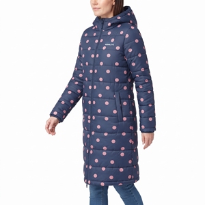 Abrigo Acolchado Largo con Capucha y Cinturón para Mujer, Chaqueta de Invierno con Estampado de Puntos, Sublimación, Acolchado Cálido, Moda Casual para Exteriores - Product Image 3