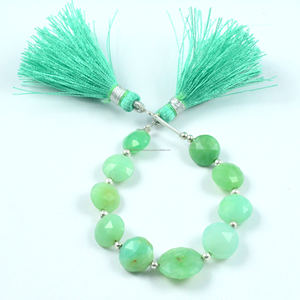 Chrysoprase naturelle de qualité supérieure à facettes en forme de pièce de monnaie, perles de pierre précieuse utilisées pour la fabrication de bijoux de la meilleure qualité - Product Image 1