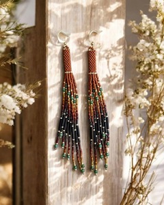Boucles d'oreilles créoles faites à la main en perles de rocaille, légères, avec logo personnalisé, pour femme, cadeau Belladec - Product Image 1