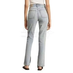 Pantalones Vaqueros de Mujer de Color Sólido, Transpirables, de Primavera, de Alta Calidad, 100% Algodón, de Pierna Ancha, Casuales - Product Image 3