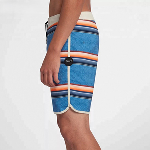 <b>Men's</b> Navy <b>Checkered</b> Side Stripe Board <b>Shorts</b> Mid Waist Drawstring Quick Dry Breathable Casual Style 100% Polyester <b>Short</b> Length - Product Image 3