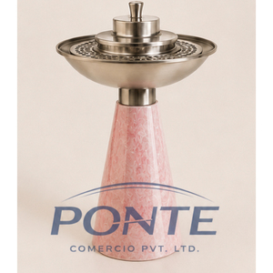 Quemador de Incienso Moderno de Resina de Mármol Rosa, Elegante Mabkhara Árabe de Metal Plateado para Oud e Incienso, Decoración Premium para el Hogar - Product Image 3