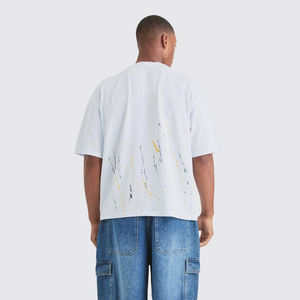 Camisetas de Verano para Hombre, 300 GSM, Cuello Redondo, Manga Corta, Hombros Caídos, Talla Grande, Algodón Pesado - Product Image 4