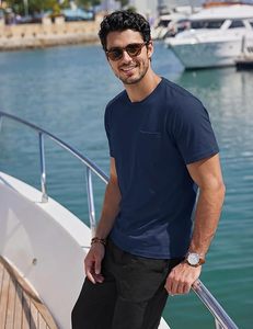 T-shirt en coton bordeaux pour homme, manches courtes, col rond, jersey décontracté, couleur unie, tee-shirt uni - Product Image 4