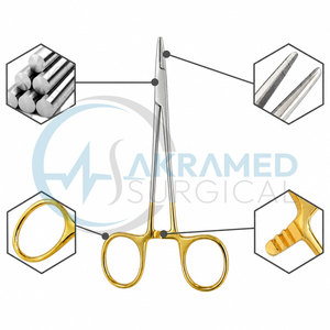 Portaagujas TC Mayo Hegar de Carburo de Tungsteno, Instrumento Quirúrgico de Acero Inoxidable Premium, Pinzas para Suturas con Certificación CE - Product Image 4