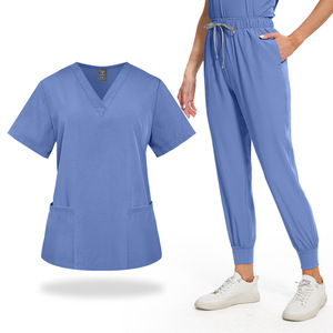 Custom Womens V Neck Medical <b>Scrub</b> <b>Top</b> Multi Pocket Functional Healthcare Workwear Nursing Uniform Wholesale - Product Image 5