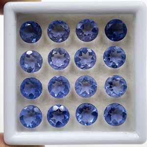 Lote de Gemas Sueltas de Fluorita Natural, Corte Redondo Facetado de 8-12 mm, Piedra de Fluorita Azul Pleocroica para la Fabricación de Joyas - Product Image 4