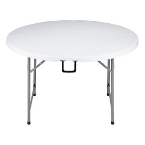 White 48-Inch Round Outdoor Folding Utility Table Durable 48inch Round Folding Table for Indoor and Outdoor Use - Product Image 2