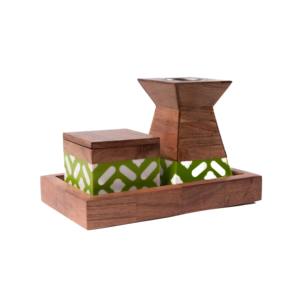 Ensemble de brûleurs d'encens en bois et nacre, luxe en gros, encensoir Bakhoor en bois de manguier avec base en nacre, pot de rangement et plateau assortis - Product Image 1