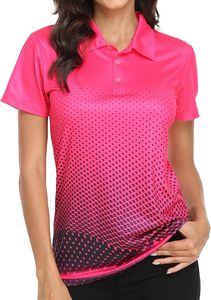 Polo à manches courtes blanc pour femme avec imprimé à pois dégradé, séchage rapide, polyester, décontracté, longueur normale, polos OEM ODM - Product Image 3