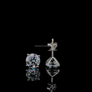 ได้รับการรับรอง2.5ct หินแต่ละรอบตัดเย็นต่างหูเงินฮิปฮอป925 VVS Moissanite เครื่องประดับเพชรสำหรับคริสต์มาส - Product Image 3