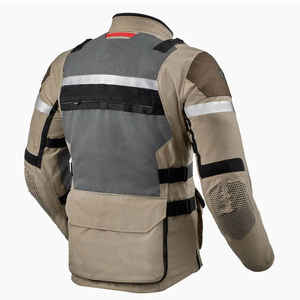 Chaqueta de Motociclista para Hombre Color Caqui con Bloques de Color, Transpirable, con Cuello Alto y Cremallera - Product Image 3