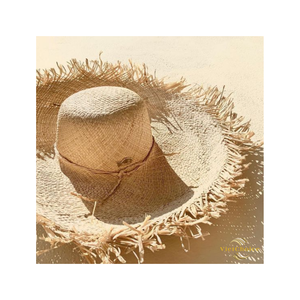 VietChoice Natural Grass Floppy Straw <b>Hat</b> With Frayed Edge For Beach Adults Unisex - Product Image 1
