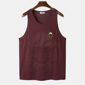 Quick Dry Custom Printing Men's <b>Maroon</b> Sleeveless Tank <b>Top</b> O Neck Knitted Cotton Print Back Casual Wear - Product Image 2
