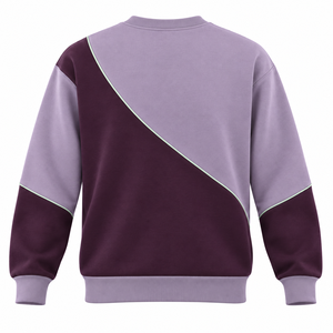 เสื้อสเวตเชิ้ตคอกลมสีบล็อก ทรงปกติ ยูนิเซ็กส์ สีม่วงและสีพลัม ผ้าเฟรนช์เทอร์รี่ เสื้อพูลโอเวอร์ลำลองสำหรับฤดูใบไม้ร่วง - Product Image 2