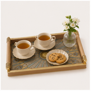 <b>Set</b> of 3 Luxury Decorative <b>Nesting</b> Trays with Premium Gold Handles and Geometric Print Serving Tray for <b>Coffee</b> <b>Table</b> - Product Image 4