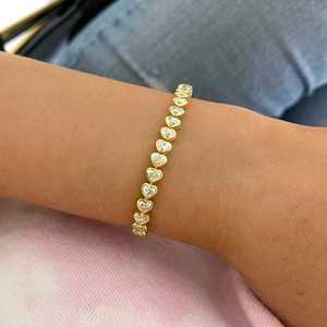 Diamond Tennis <b>Bracelets</b> 14K 18K <b>Solid</b> Gold Heart Lab Grown Bezel Set 7In Elegant Everyday Solitaire Luxury Jewelry Manufacturer - Product Image 6