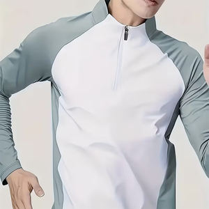 T-shirt à col montant 3/4 zippé pour homme adulte, couleur personnalisée, manches longues, respirant, écologique, séchage rapide, service OEM - Product Image 5