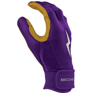 Guantes de bateo Replica Bruce Bolt Premium Pro Purple Series de puño corto, color rosa y verde azulado, con cuero 100% Cabretta de 0.9 mm. - Product Image 3