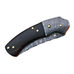 Couteau de chasse à lame fixe en acier à motif damas avec manche en bois naturel, couteau utilitaire de survie pour le camping en plein air, fabriqué à la main - Product Image 3