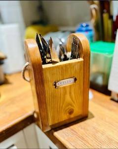 Wooden Spoon Fork Holder Farmhouse Style <b>Kitchen</b> Counter Organizer - Product Image 1