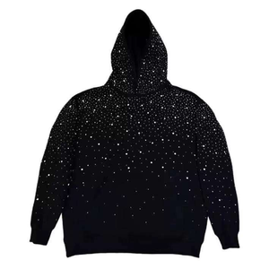 Sudadera con Capucha para Hombre, Negra, de Forro Polar, Cortavientos, con Bolsillos, Corte Regular, Informal, de Punto, de Poliéster, Manga Regular, para Otoño - Product Image 2