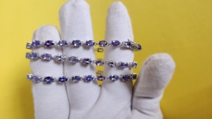 Genuine Tanzanite Gemstone 925 Sterling <b>Silver</b> Tennis Bracelets Unique Handmade Bracelets for Gift - Product Image 4