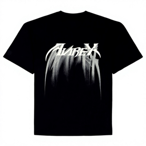 เสื้อยืดแขนสั้นสีดำสำหรับผู้ชาย Alrex พิมพ์ลายตัวอักษรด้านหน้า ทรงปกติ สไตล์สตรีท ผ้าคอตตอนเจอร์ซีย์ คอกลม - Product Image 1