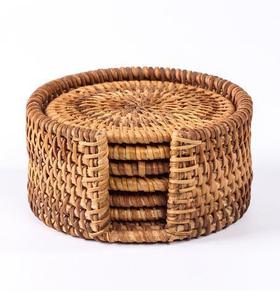 Natural Round 4 inch size Cane <b>Drink</b> <b>Coaster</b> Cane wood tea <b>coaster</b> For Home Office Table decoration At Wholesale Cheap Price - Product Image 2