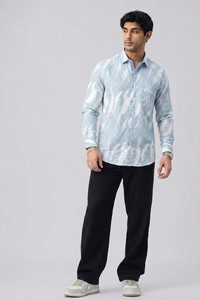 Men's Long Sleeve Camouflage Printed Casual Shirt Single Button Turn-<b>down</b> Collar Full Sleeve Breathable Linen Cotton Summer Wear - Product Image 3