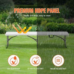 Panca da Campeggio Portatile da 1,8 m - Seduta Pieghevole in HDPE per Picnic e Feste all'Interno/Esterno - Product Image 3
