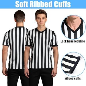 Camiseta de Fútbol para Hombre, Cuello en V, Rayas Blancas y Negras, Manga Corta, Transpirable, Poliéster, Ajuste Atlético, Ropa Deportiva para Adultos - Product Image 2