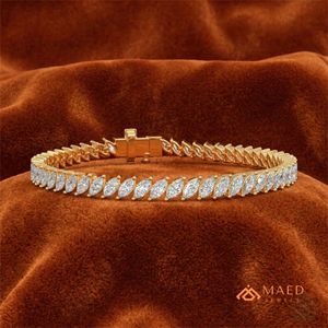 กำไลข้อมือเทนนิสโมอิสซาไนต์ชุบทอง 18K สร้อยข้อมือแบบโซ่เส้นเล็ก เครื่องประดับแฟชั่นสำหรับผู้หญิง สไตล์หรูหราทันสมัยแบบนิวยอร์กซิตี้ - Product Image 4
