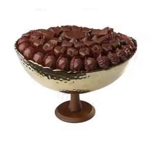 Bol à chocolat en métal argenté avec relief floral, base en résine rose, support à gâteau et bonbons arabes, bol à chocolat - Product Image 2