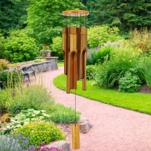 Carillon éolien artisanal en bois de manguier - Décoration de jardin en gros d'Inde - Product Image 1